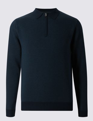 Pure Cotton Tailored Fit Polo Jumper